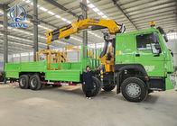 guindaste do crescimento da junta da cor 14t de 8x4 Howo Lorry Sidewall Cargo Truck Green